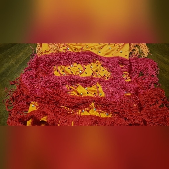 Weissman Fringe Dance Costume for Kids - Orange, Pink, and Red Size LC - Picture 9 of 16
